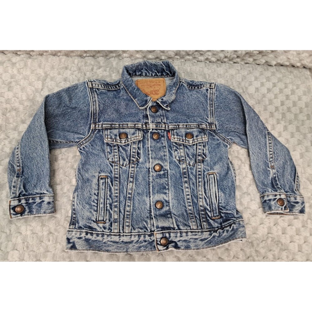 VTG 90s Little Levi's Denim Jean Jacket Sz 4T Toddler Pockets Snap Front Trucker